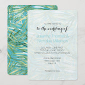 Aqua Blauw Groen Tropisch Bladeren Waterverf Bruil Kaart (Voorkant / Achterkant)