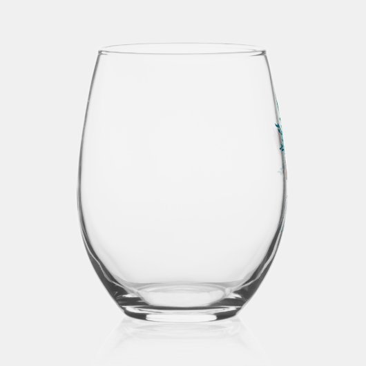 Aqua Blauw Groen Waterverf Bloemig Bruidsdiner Wijnglas Zonder Voet (Rechts)