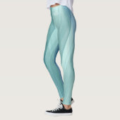 Aqua Blauw Groen Waterverf Strepen Aangepaste Naam Leggings (Links)