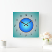 Aqua/Blauw/Groene Cirkel> Wandklok (Huis)