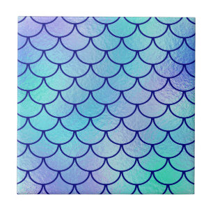 Aqua Blauw Groene Iriserende Zeemeermin Schubben Tegeltje