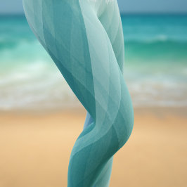 Aqua Blauw Groene Waterverf Strepen Aangepaste Naa Leggings