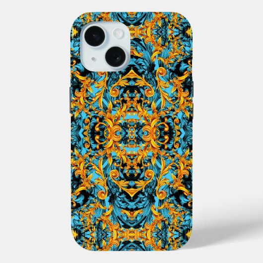 AQUA BLAUW ITALIAANS BAROK PRINT SIERWERK Case-Mate iPhone CASE (Achterkant)