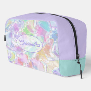 Aqua Blauw Lime Groen Roze Paars Kunst Patroon Toilettasje