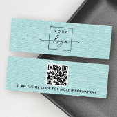Aqua blauw linnen logo QR stud oorbel display kaar Mini Visitekaartjes
