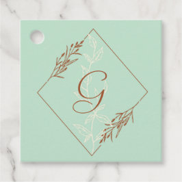 Aqua Blauw met Bruin Dank u Favor Tags Bedankjes Labels