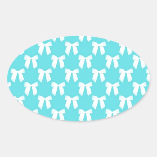 Aqua blauw met witte trouwboog ovale sticker (Voorkant)