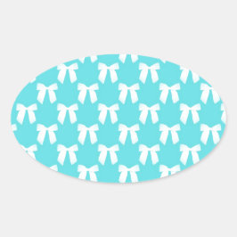 Aqua blauw met witte trouwboog ovale sticker