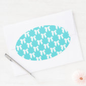 Aqua blauw met witte trouwboog ovale sticker (Envelop)