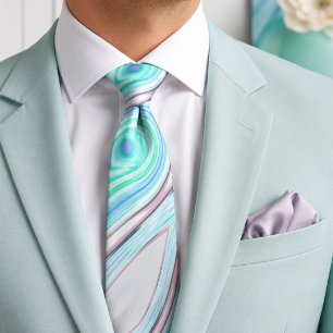 aqua blauw mintgroen lila paars pastel regenboog stropdas