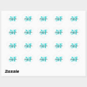 Aqua Blauw Monogram Bruiloft Stickers Hart Vorm (Vel)