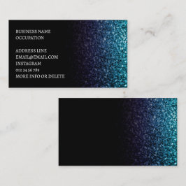 Aqua blauw Ombre faux glitter glanzend zwart elega Visitekaartje