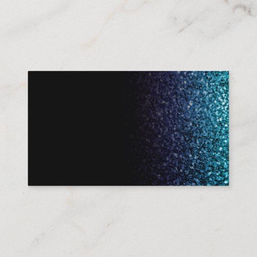 Aqua blauw Ombre faux glitter glanzend zwart elega Visitekaartje (Achterkant)