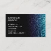 Aqua blauw Ombre faux glitter glanzend zwart elega Visitekaartje (Voorkant)