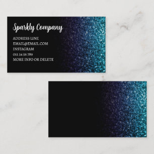 Aqua blauw Ombre faux glitter glanzend zwart elega Visitekaartje