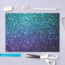 Aqua blauw ombre glanzende faux glitter schittert tissuepapier