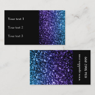 Aqua blauw ombre glanzende glitter vonken en zwart visitekaartje