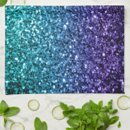 Aqua blauw Ombre nepschittert glinstert Theedoek