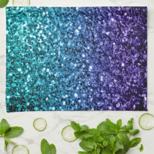 Aqua blauw Ombre nepschittert glinstert Theedoek