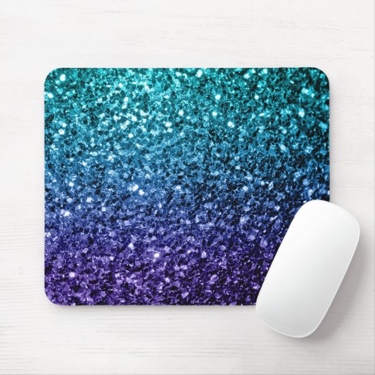 Aqua blauw Ombre nepschittert vonken Muismat (Met muis)