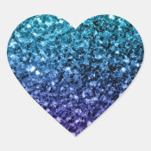 Aqua blauw Ombre nepschittertje glinstert Hart Sticker (Voorkant)
