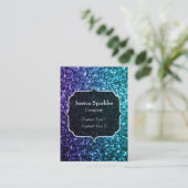 Aqua blauw Ombre nepschittertje monogram Visitekaartje (Staand voorkant)