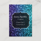 Aqua blauw Ombre nepschittertje monogram Visitekaartje (Voorkant)