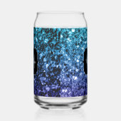 Aqua blauw Ombre sparkles Custom Monogram Blikvorm Glas (Rechts)