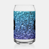 Aqua blauw Ombre sparkles Custom Monogram Blikvorm Glas (Links)