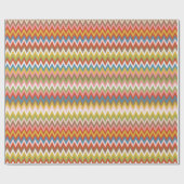 Aqua Blauw Oranje Roze Rood Limoengroen Zigzag Kun Cadeaupapier (Vlak)