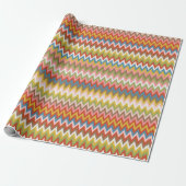Aqua Blauw Oranje Roze Rood Limoengroen Zigzag Kun Cadeaupapier (Uitgerold)