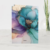 Aqua Blauw Paars Goud Bloemige Verjaardag Kaart (Achterkant)