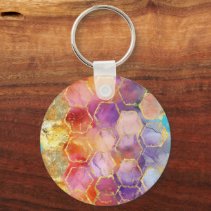Aqua Blauw Paars Groen Roze Goud Honingraat Sleutelhanger