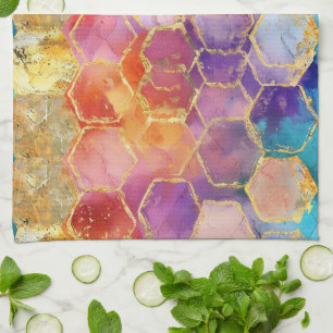 Aqua Blauw Paars Groen Roze Goud Honingraat Theedoek