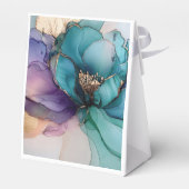 Aqua Blauw Paarse Goud Bloemen Liefde Bedankdoosjes (Achterkant)