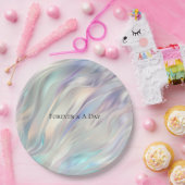 Aqua Blauw Paarse Parelwitte Bruiloft Papieren Bordje (Feest)