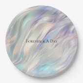 Aqua Blauw Paarse Parelwitte Bruiloft Papieren Bordje (Voorkant)