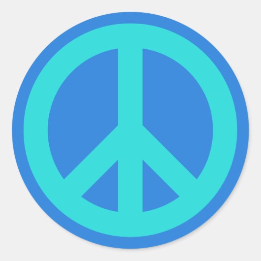 Aqua Blauw Ronde Sticker (Voorkant)