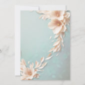 Aqua blauw roze bloemen bruiloft kaart (Achterkant)