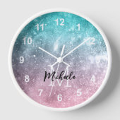 Aqua blauw Roze ombre zee sterrenstelsel abstract  (Voorkant)