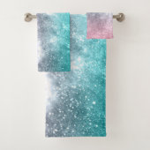Aqua blauw Roze ombre zee sterrenstelsel abstract Bad Handdoek (Insitu)
