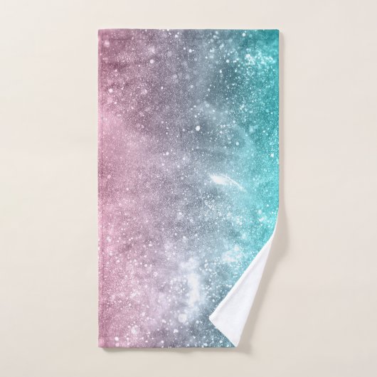 Aqua blauw Roze ombre zee sterrenstelsel abstract Bad Handdoek (Handdoek)