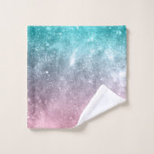 Aqua blauw Roze ombre zee sterrenstelsel abstract Bad Handdoek (Wasdoekje)