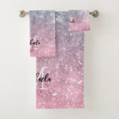 Aqua blauw Roze ombre zee sterrenstelsel abstract Bad Handdoek (Insitu)