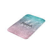 Aqua blauw Roze ombre zee sterrenstelsel abstract  Badmat (Gekanteld)