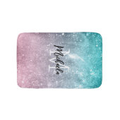 Aqua blauw Roze ombre zee sterrenstelsel abstract  Badmat (Voorkant)