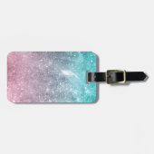 Aqua blauw Roze ombre zee sterrenstelsel abstract Bagagelabel (Voorkant horizontaal)