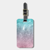 Aqua blauw Roze ombre zee sterrenstelsel abstract Bagagelabel (Voorkant verticaal)