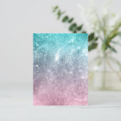 Aqua blauw Roze ombre zee sterrenstelsel abstract Briefkaart (Staand voorkant)