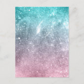 Aqua blauw Roze ombre zee sterrenstelsel abstract Briefkaart (Voorkant)